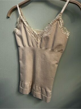 Lace Trim Satin Cami Slip in Champagne